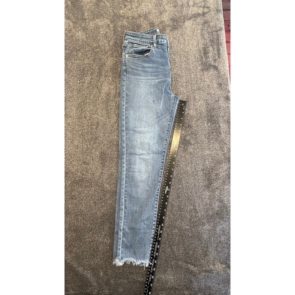 Levis 721 High Rise Skinny Jeans Womens 27 Medium Wash Blue Raw Hem Denim Pants